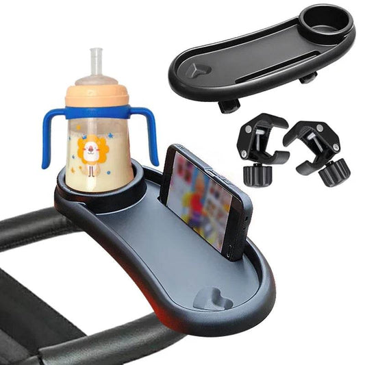 BabyTrayPro – Plateau de Table 3 en 1 pour Poussette avec Support Téléphone et Porte-biberon - Mirabelle